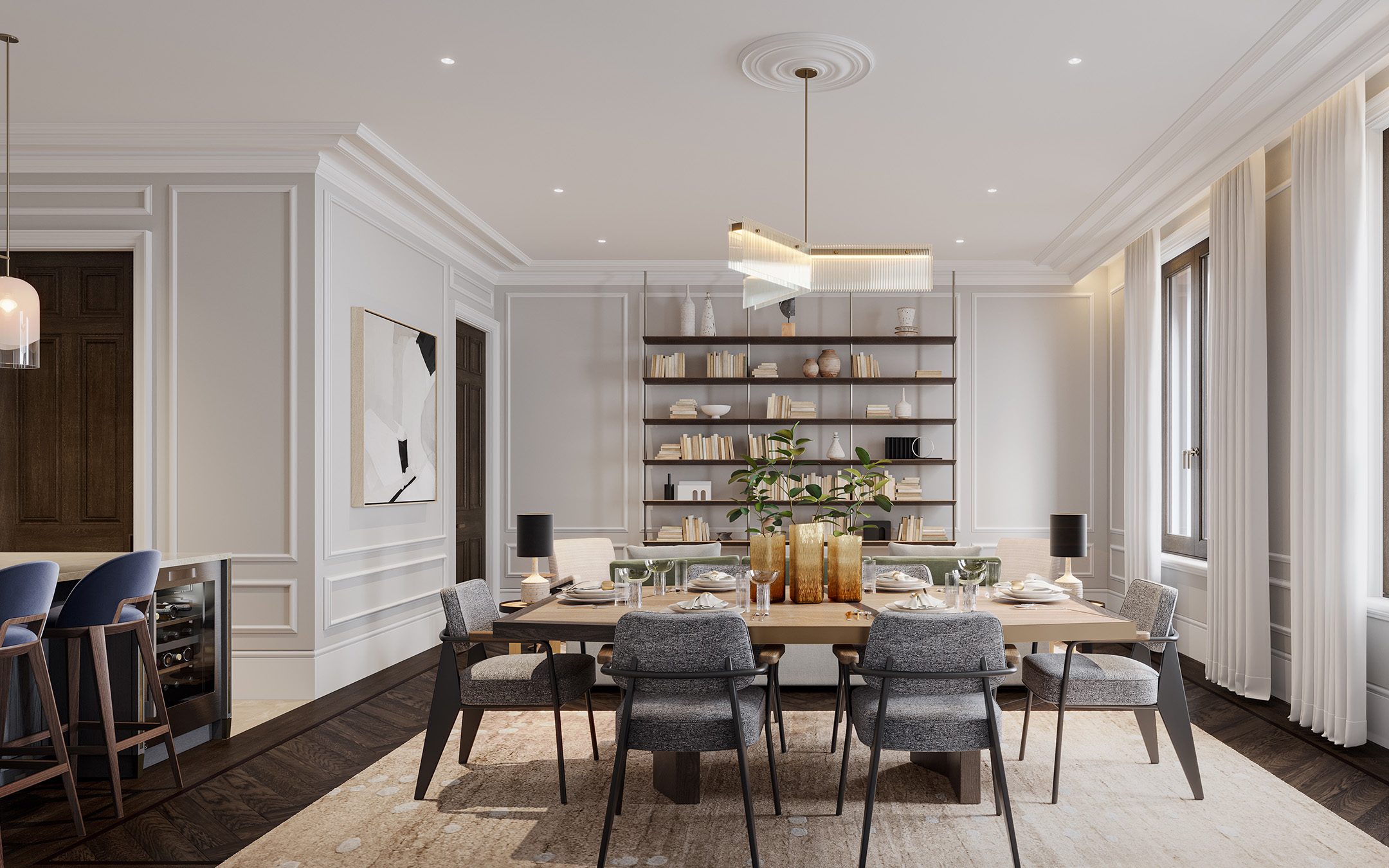 Comedor diseñado por 1508 London — The OWO Residences by Raffles — Apartamentos de lujo en Londres